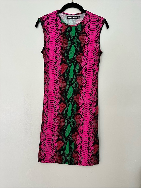 House of Holland Dresses & Skirts - House of Holland Snake Print Pink Green Dress Sleeveless Jersey Bodycon Sz 6